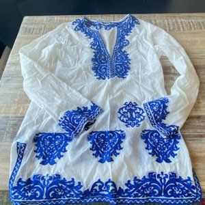 Michael Kors Blue Embroidered Pool/Beach Cover up/Tunic on Sale!